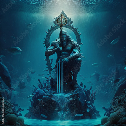 Aquaman with trident in ocean/sea realist wonderful eden 8k