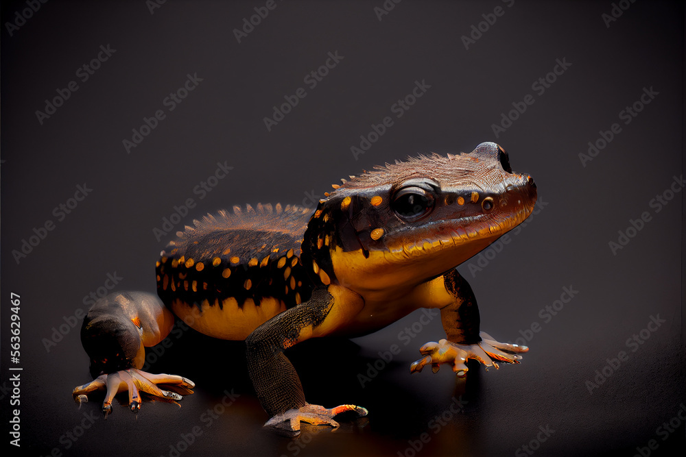 Obraz premium portrait of a salamander on a black background. generative ai