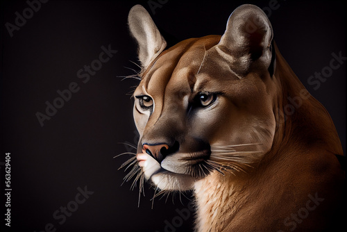 portrait of a puma on a black background. generative ai