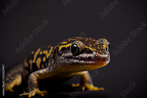 portrait of a salamander on a black background. generative ai