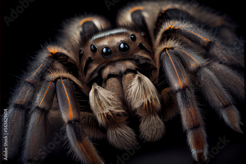 portrait of a tarantula on a black background. generative ai