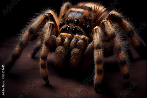 portrait of a tarantula on a black background. generative ai