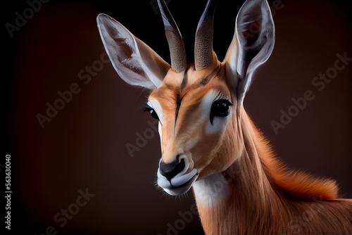 portrait of a antilope on a black background. generative ai photo