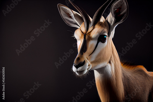 portrait of a antilope on a black background. generative ai © Julian