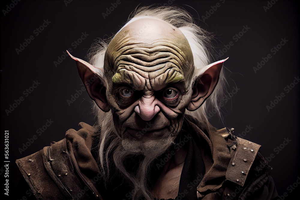 portrait of a goblin on a black background. generative ai portrait of a goblin on a black background. generative ai