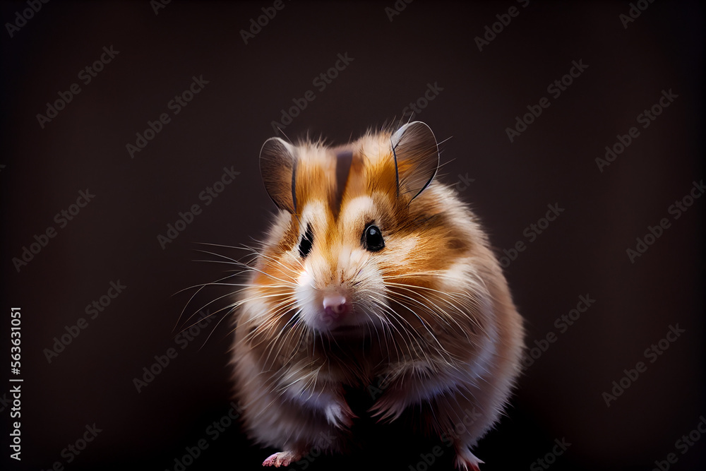 portrait of a hamster on a black background. generative ai