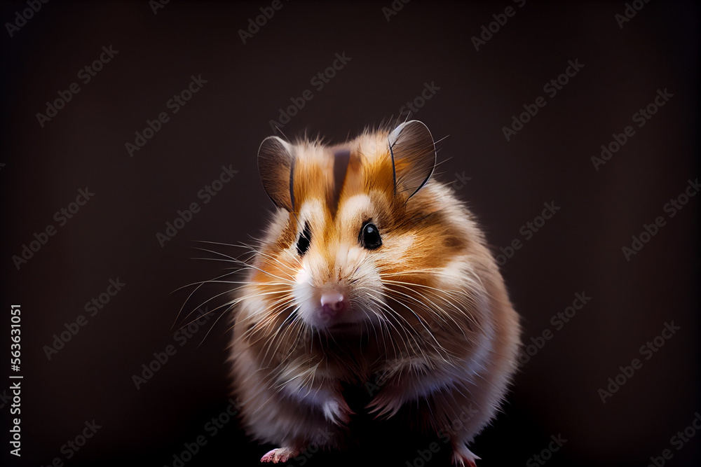 portrait of a hamster on a black background. generative ai portrait of a hamster on a black background. generative ai