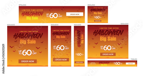 Halloween big sale Social Media Post Template  Editable vector Post Template  Google ads banner.
