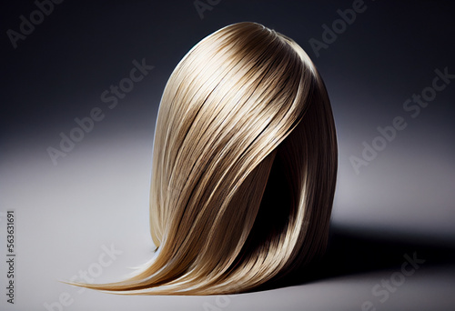 
Perfekte, gesunde und glänzende blonde Haare im Fokus eines Portraits. Perfekt für Friseur- Haarfarbe- und Shampoo- werbung. -Generative Ai photo