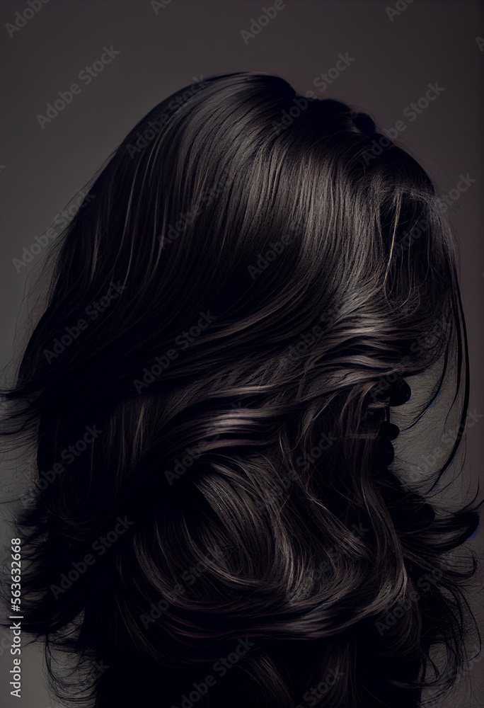 Perfekte, gesunde und glänzende Haare im Fokus eines Portraits. Perfekt für Friseur- Haarfarbe- und Shampoo- werbung. -Generative Ai Perfekte, gesunde und glänzende Haare im Fokus eines Portraits. Perfekt für Friseur- Haarfarbe- und Shampoo- werbung. -Generative Ai
