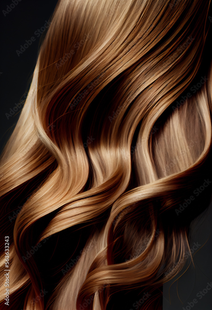 Perfekte, gesunde und glänzende Haare mit Strähnen im Fokus eines  Portraits. Perfekt für Friseur- Haarfarbe- und Shampoo- werbung.  -Generative Ai Stock-illustration | Adobe Stock