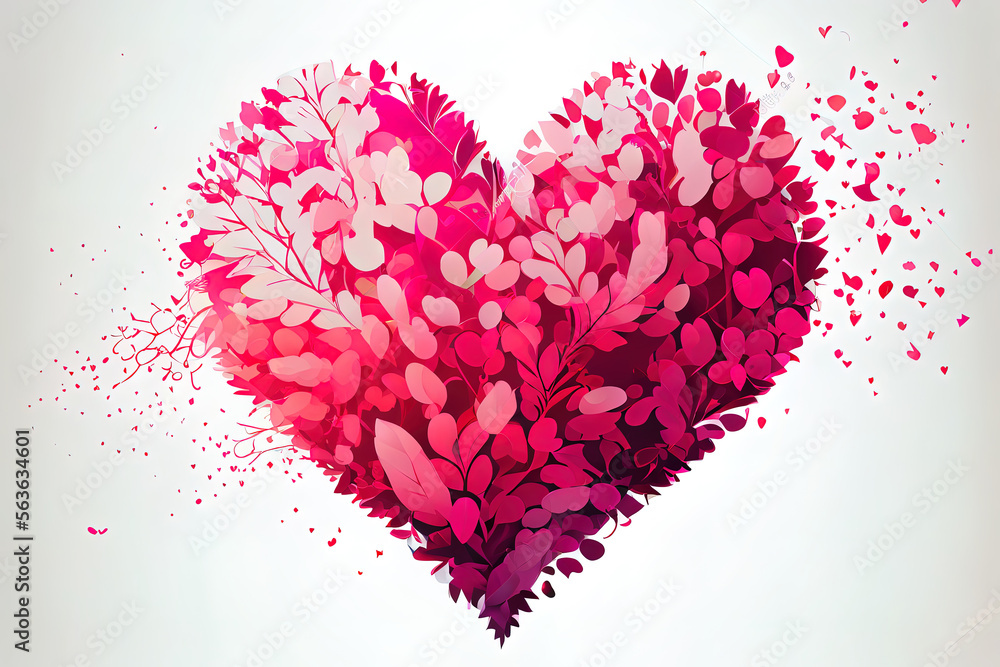 Surprising Pretty Pink and Red heart illustration with isolated background