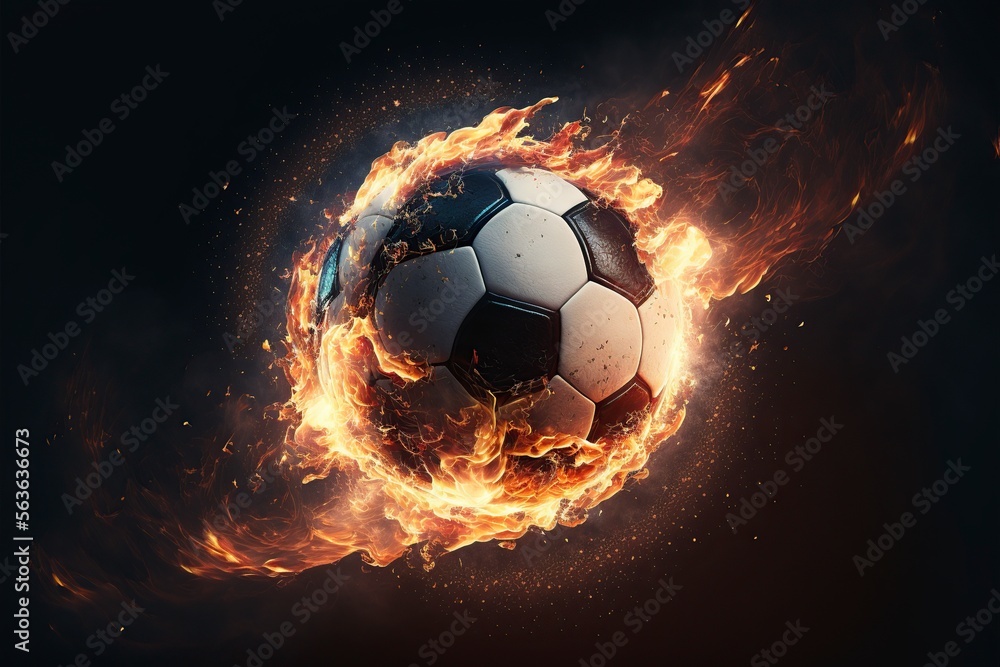 Naklejka premium illustration, soccer ball with smoke, image generated by AI