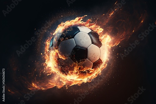 illustration  soccer ball with smoke  image generated by AI