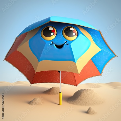 Cute Cartoon Beach Umbrella...