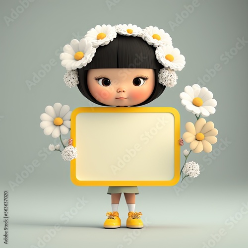 Cute Cartoon Asian Girl wit...