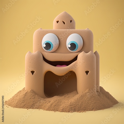 Cute Cartoon Sandcastle Cha...