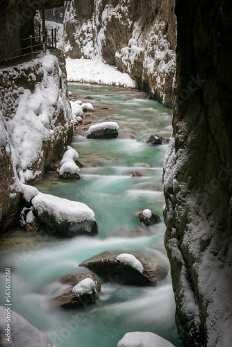 Winter magic in the Partnachklamm, Bavaria, Germany photo