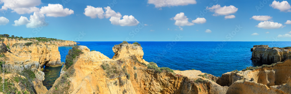 Summer Atlantic rocky coast landscape (Albufeira outskirts, Algarve, Portugal).