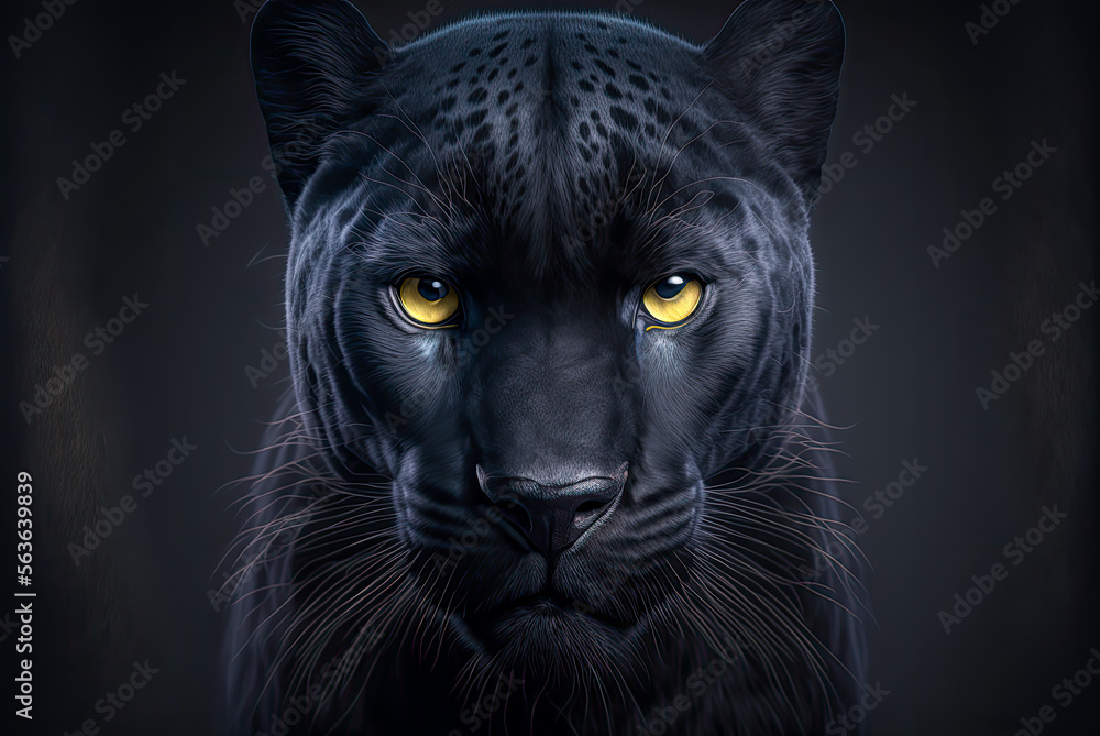 Black panther portrait. Generative AI - obrazy, fototapety, plakaty 