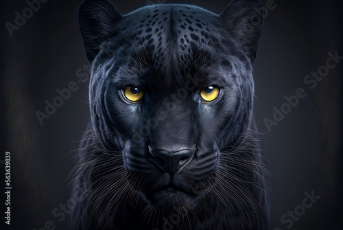 Fototapeta Black panther portrait. Generative AI