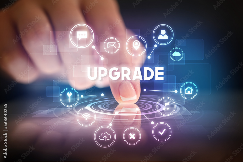 Finger touching tablet with web technology icons concept Finger touching tablet with web technology icons concept
