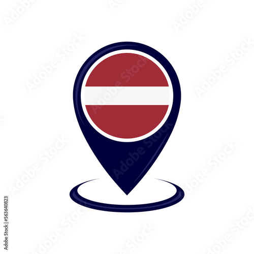 Free Download Location icon with Latvia flag isolated. Latvia flag and map pointer icon. vector illustration - GFXLoad
