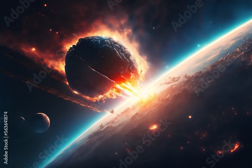 Obraz na plátne Asteroid impact, end of world, judgment day