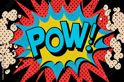 Pop-Art Sprechblase im Retro-Comic-Stil  mit dem Wort POW in Comicsprache - Generative Ai