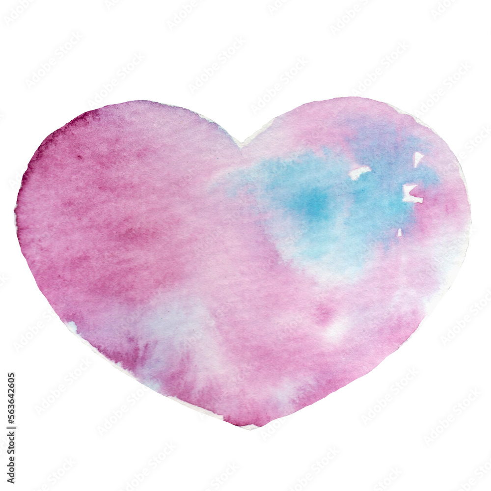 Hand painted Watercolor heart. Valentine's Day Card. Colorful design. 