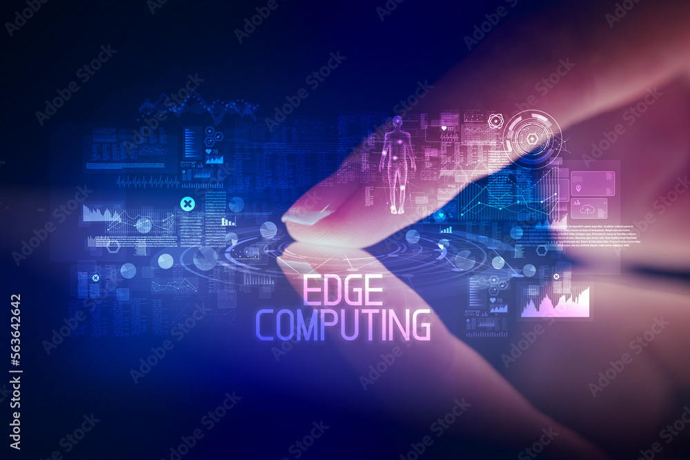 Finger touching tablet with web technology icons concept Finger touching tablet with web technology icons concept
