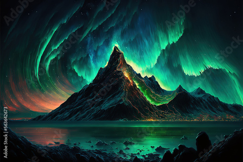 fantasy mountains in space, amazing spaces AI 