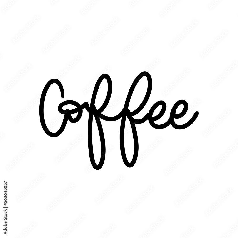 Naklejka premium Coffee ,brush calligraphy, Handwritten ink lettering. Hand drawn design elements,Vector typography quote isolated on white background ,Vector illustration EPS 10