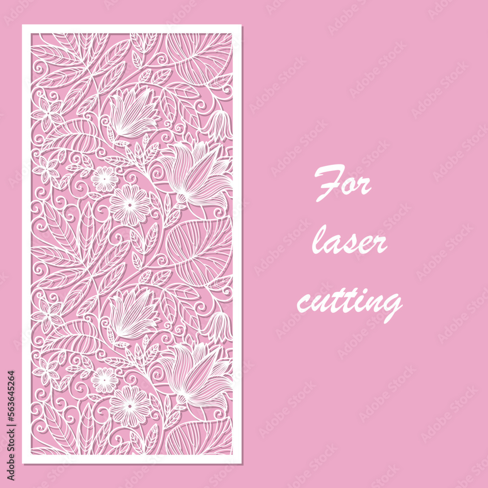 Postcard with floral pattern. Template for laser cutting of any ...