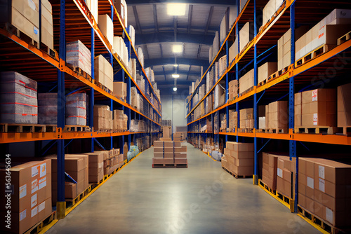 Wallpaper Mural Riesige Lagerhalle - Effiziente Lagerwirtschaft und Logistik in Aktion - Generative Ai Torontodigital.ca
