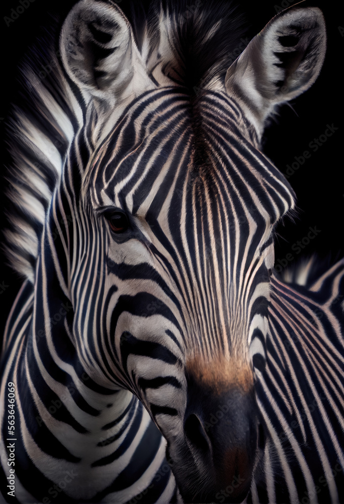 Fototapeta premium Extremely detailed head close-up of a zebra