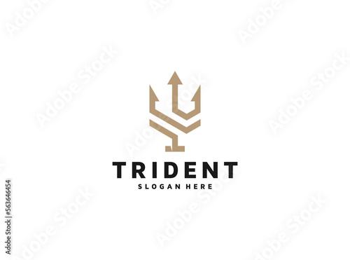 Fotografia trident sword elegant logo design