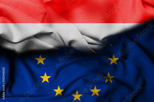 indonesian flag illustration incorporating european flags, Background for decoration.