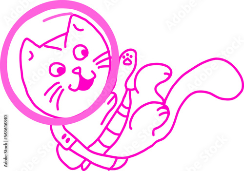 Pink cat in space