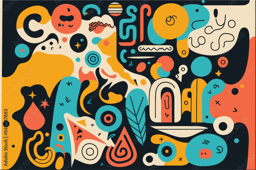 Vector hand drawn flat design abstract doodle pattern Vector hand drawn flat design abstract doodle pattern