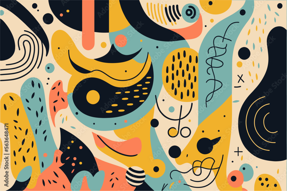 Vector hand drawn flat design abstract doodle pattern Vector hand drawn flat design abstract doodle pattern