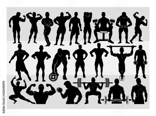 Bodybuilder SVG, Gym Svg, Muscle Man Svg, Workout Svg, Fitness Svg, Silhouette, Weights Svg, Cut file,  Vector, Clipart,  Bodybuilder Man,  SVG