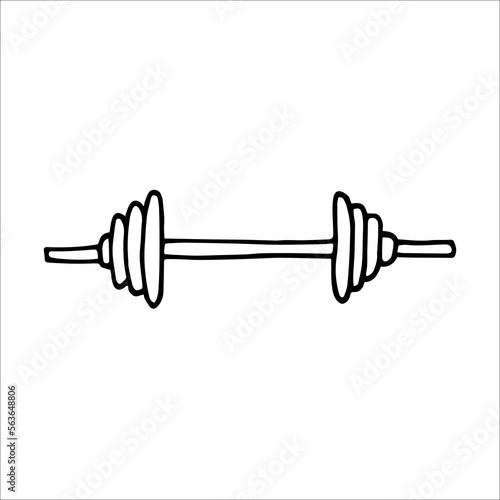 Barbell doodle style vector illustration isolated on white background