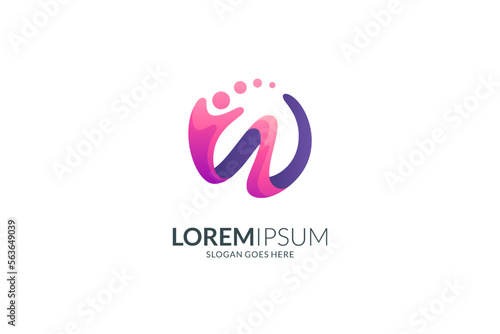 W letter logo design with splash effect
