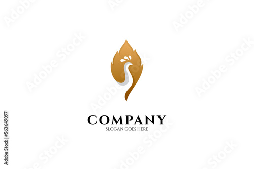 Simple Peacock logo in luxurious gold color