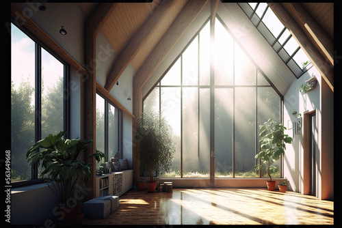 Eco-Friendly Living  A Room with Natural Light and Sustainable Furnishings. Generative AI