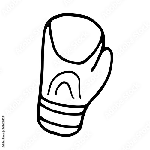 Glove for boxing doodle style vector illustration isolated on white