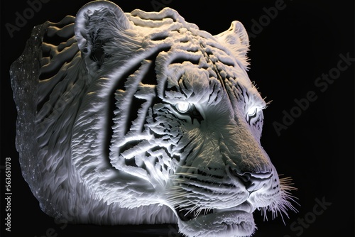 Majestic transculent tiger ice statue with ferociously staring eyes © Csaba