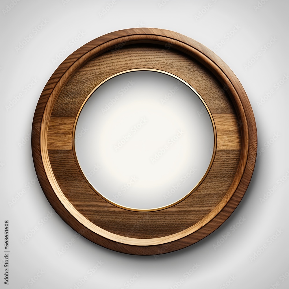 Round brown wood frame created with AI Round brown wood frame created with AI