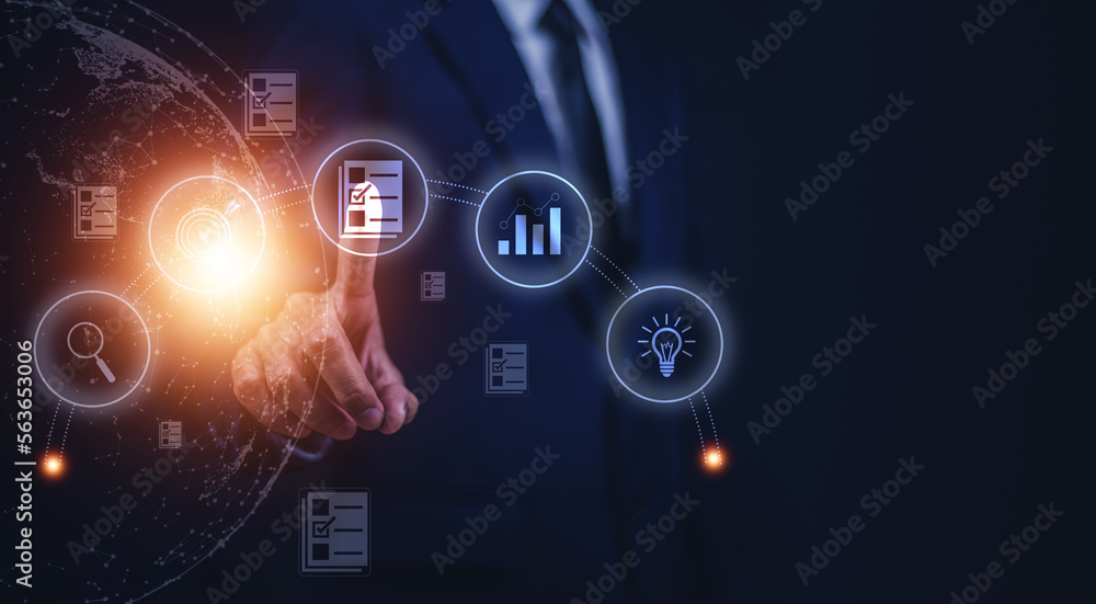 Documents management information system concept, Businessman using visual screen internet for Documents management information system and ERP program data directory in company, ERP document management Documents management information system concept, Businessman using visual screen internet for Documents management information system and ERP program data directory in company, ERP document management